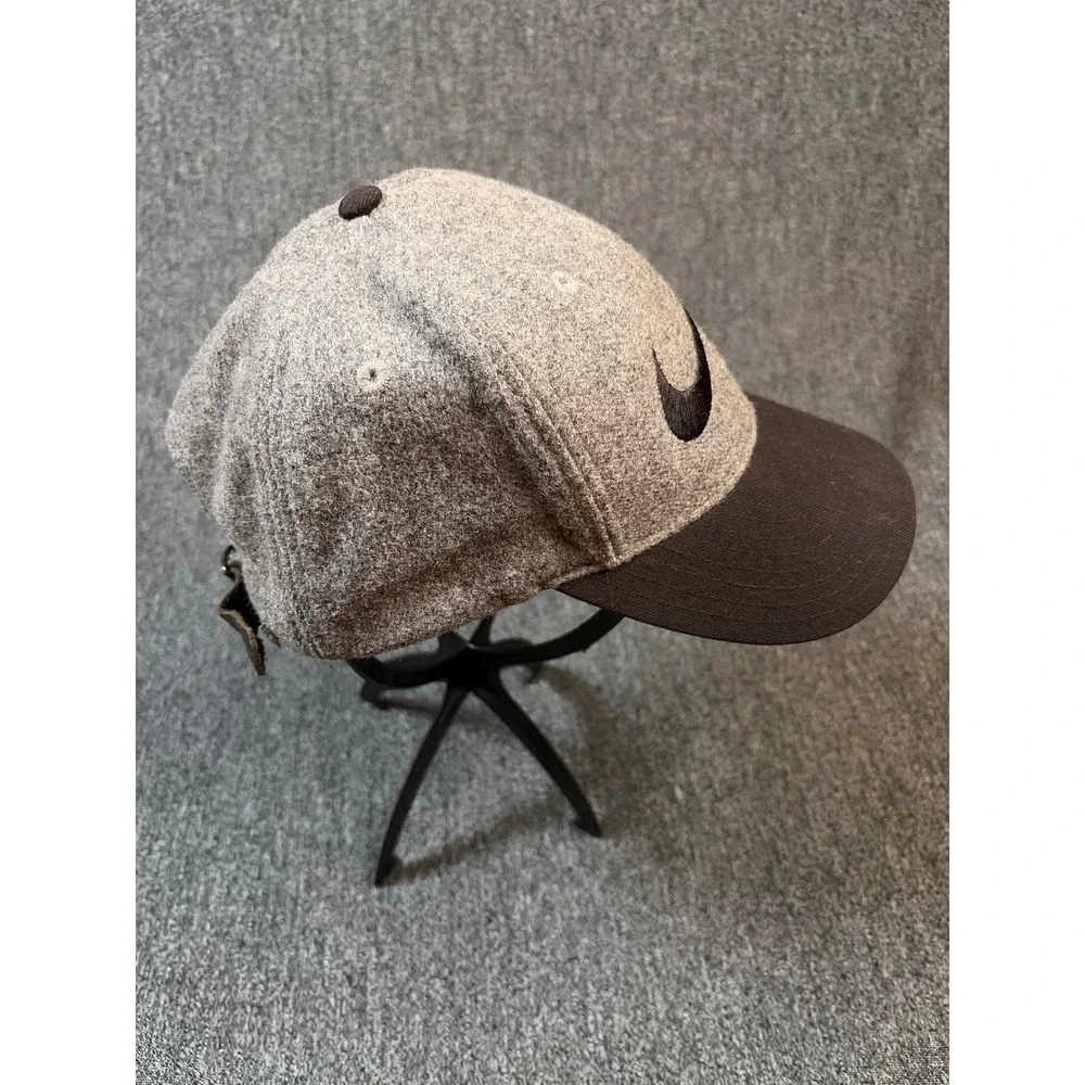 Vintage Nike Wool Blend Swoosh Baseball Cap Grey Black One Size Fits All